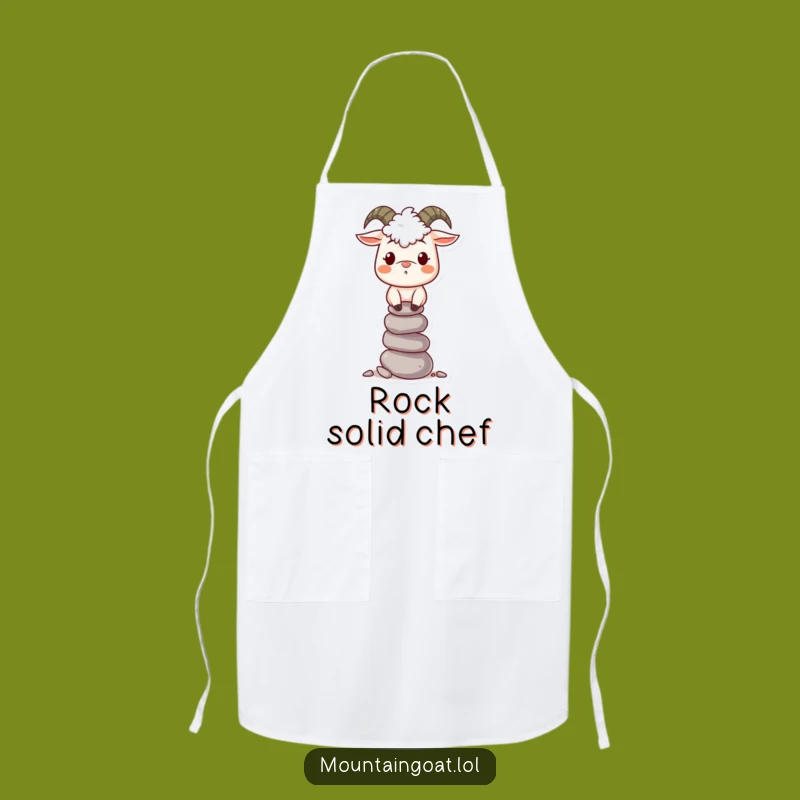 Funny Mountain Goat Pebble Balancing Apron - Kitchen Goat Chef Gift!