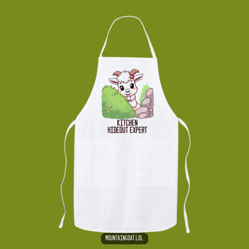 Funny Mountain Goat Apron: Mischievous Hide-and-Seek Goat, Humorous Kitchen Fun