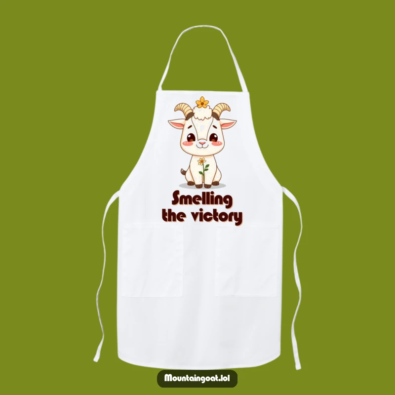 Funny Giggling Goat Flower Apron - Kitchen Humor Gift for Joyful Cooks