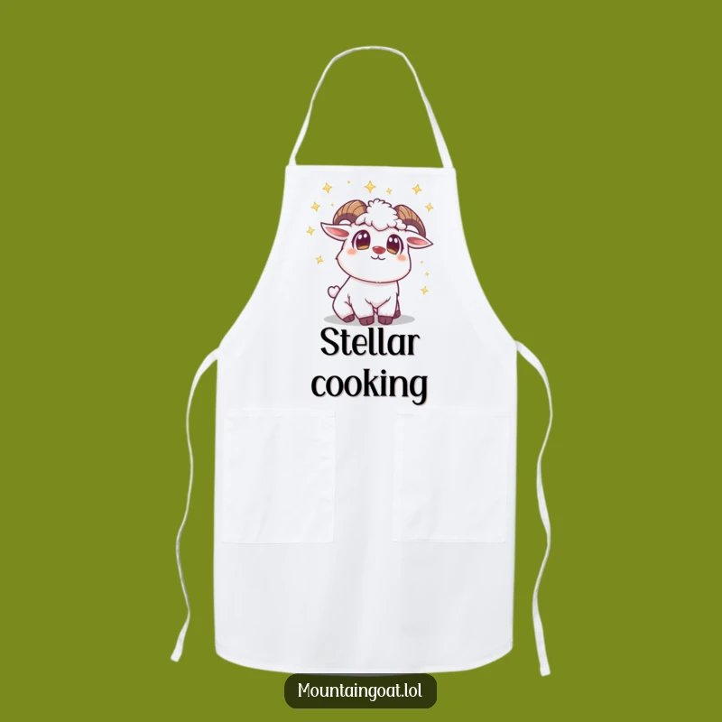 Funny Mountain Goat Star Apron: Cook Under a Sky of Dreams!