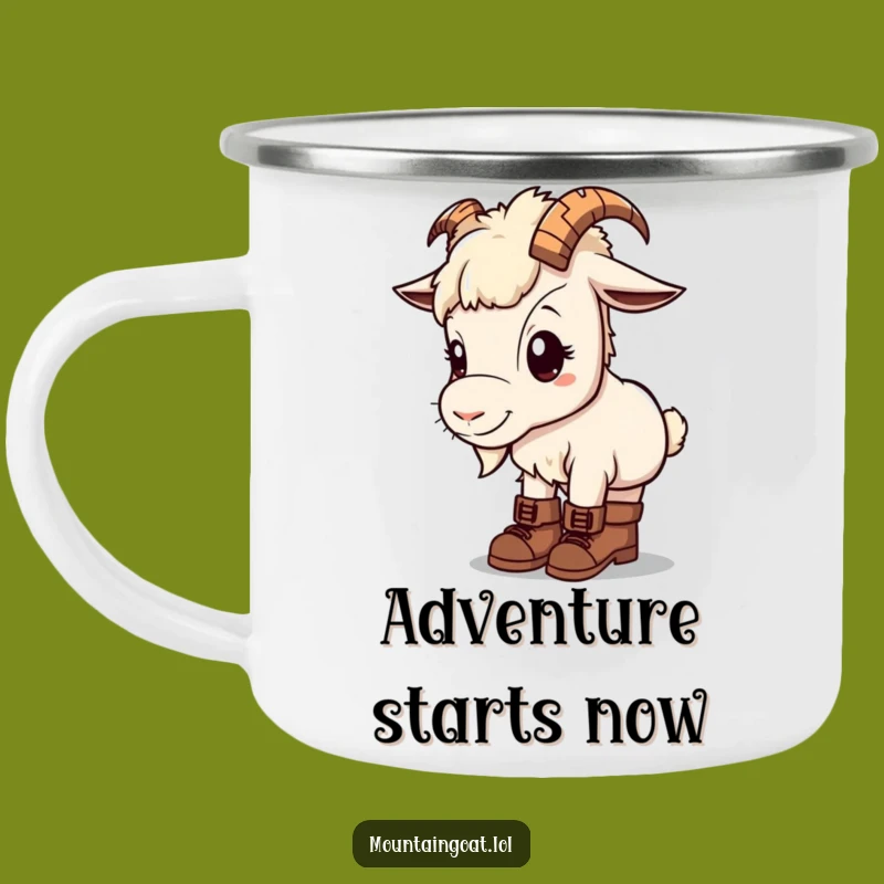 Kawaii Mountain Goat Camping Mug: Cute Drinkware for Outdoor Adventures