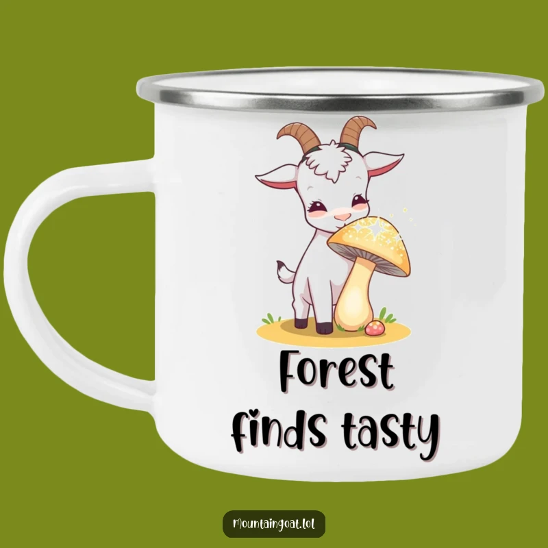 Funny Curious Goat Camping Mug: Hilarious Mushroom Explorer Drinkware