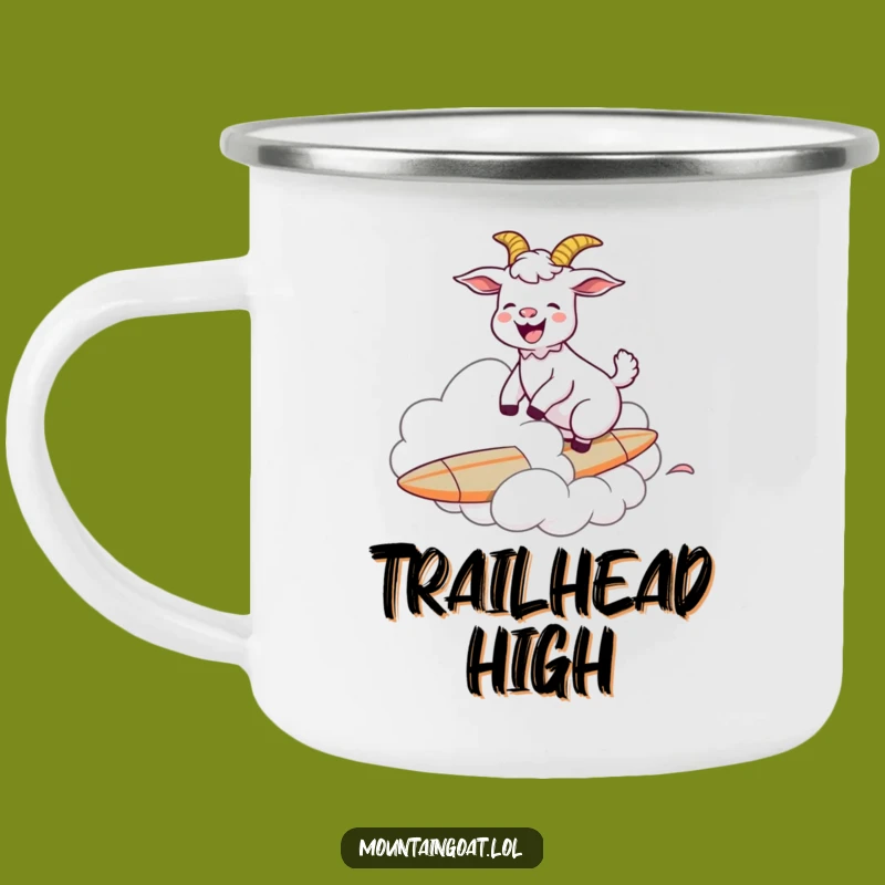 Funny Goat Cloud Surfer Camping Mug - Adventure-Ready & Hilarious