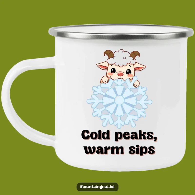 Funny Kawaii Goat Snowflake Camping Mug: Winter Peek For Your Campfire Gift