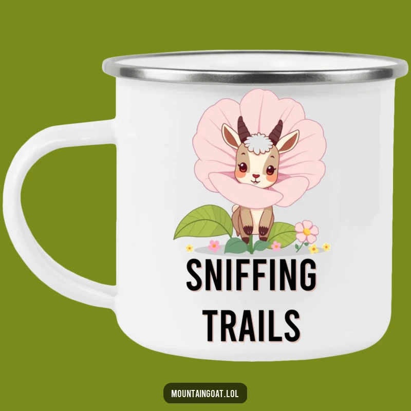 Funny Curious Mountain Goat Flower Camping Mug - Adventure Ready