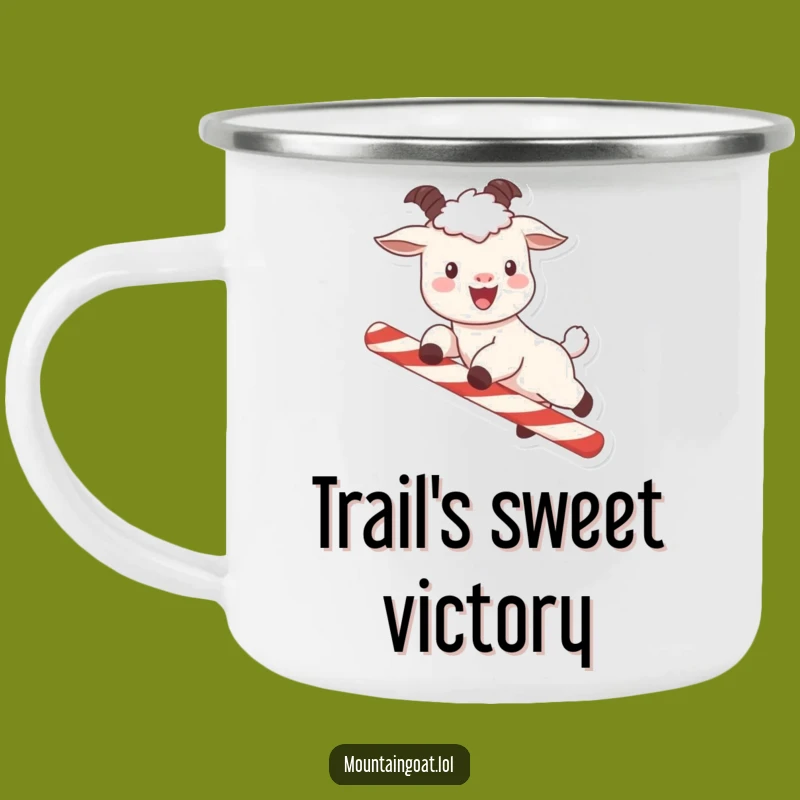 Funny Kawaii Goat Candy Cane Camping Mug: Adventure Fuelled by Laughter