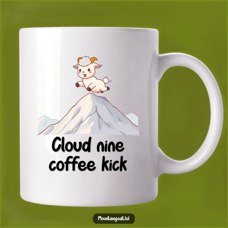 Funny Kawaii Mountain Goat Skipping Mug - Joyful Cloud Adventure Gift