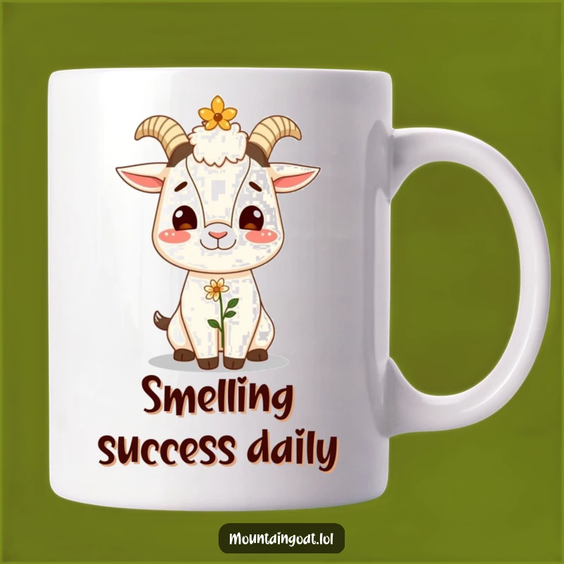 Funny Giggling Goat Flower Nose Mug - Joyful Humor Gift for Flower Lovers