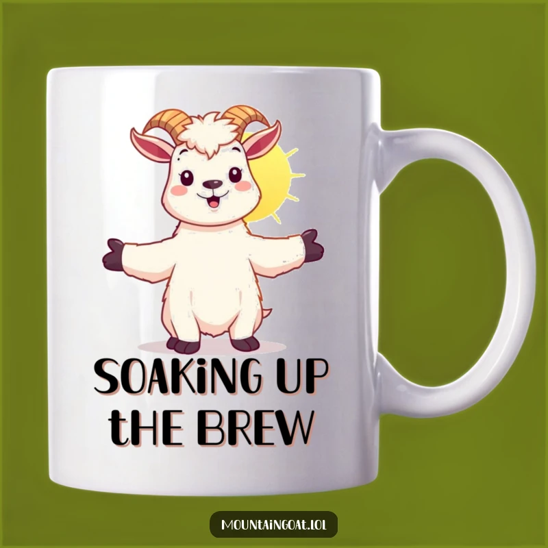 Funny Kawaii Goat Mug: Sunshine Embrace, Cheerful Gift for Goat Lovers