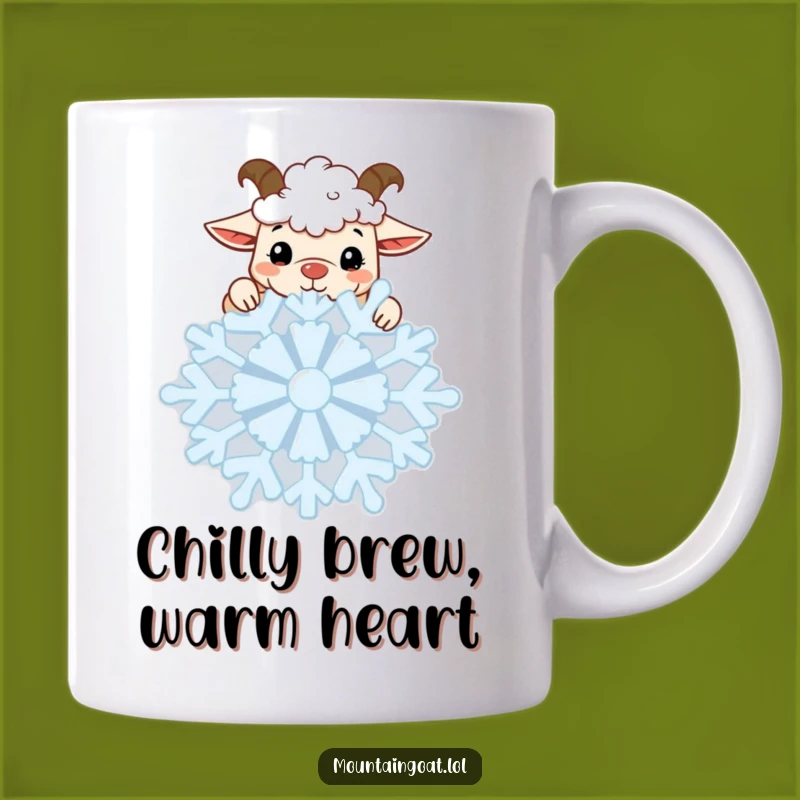 Funny Kawaii Goat Snowflake Mug: Curious Peek For Your Winter Joy Gift