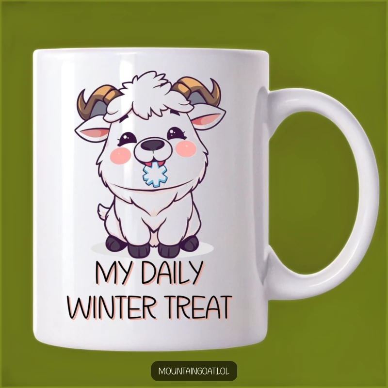 Funny Kawaii Mountain Goat Snowflake Mug: A Delightful Snowy Moment Gift