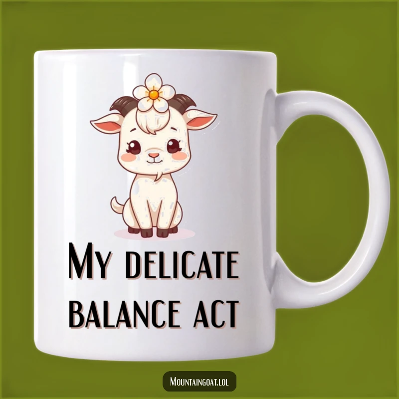 Funny Mountain Goat Balancing Flower Mug: Whimsical & Adorable Best Friend Funny Gift