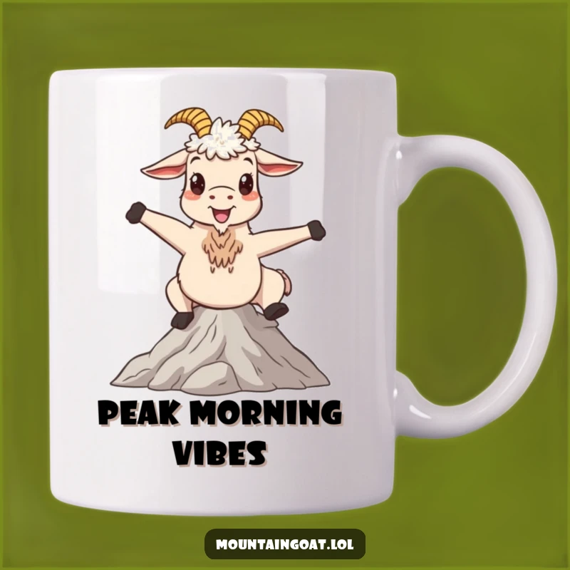 Funny Mountain Goat Mug: Serene Peaks and Whimsical Poses for Happy Souls