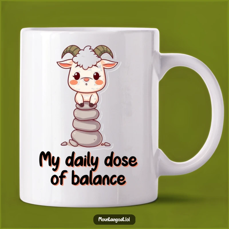 Funny Mountain Goat Pebble Balance Mug - Hilarious Goat Gift for Friends!