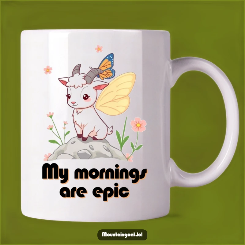Funny Mountain Goat Butterfly Wings Mug: Whimsical Creature Gift for Nature Lovers