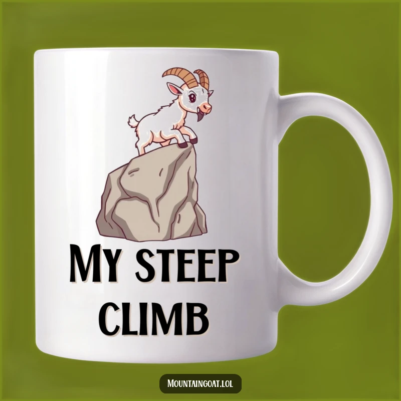 Funny Brave Mountain Goat Mug - Determined Climber Art - Inspirational Gift