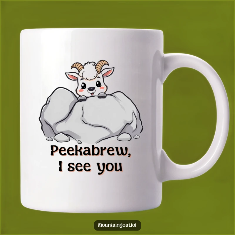 Funny Kawaii Mountain Goat Mug: Mischievous Peek, Perfect Gift for Goat Lovers