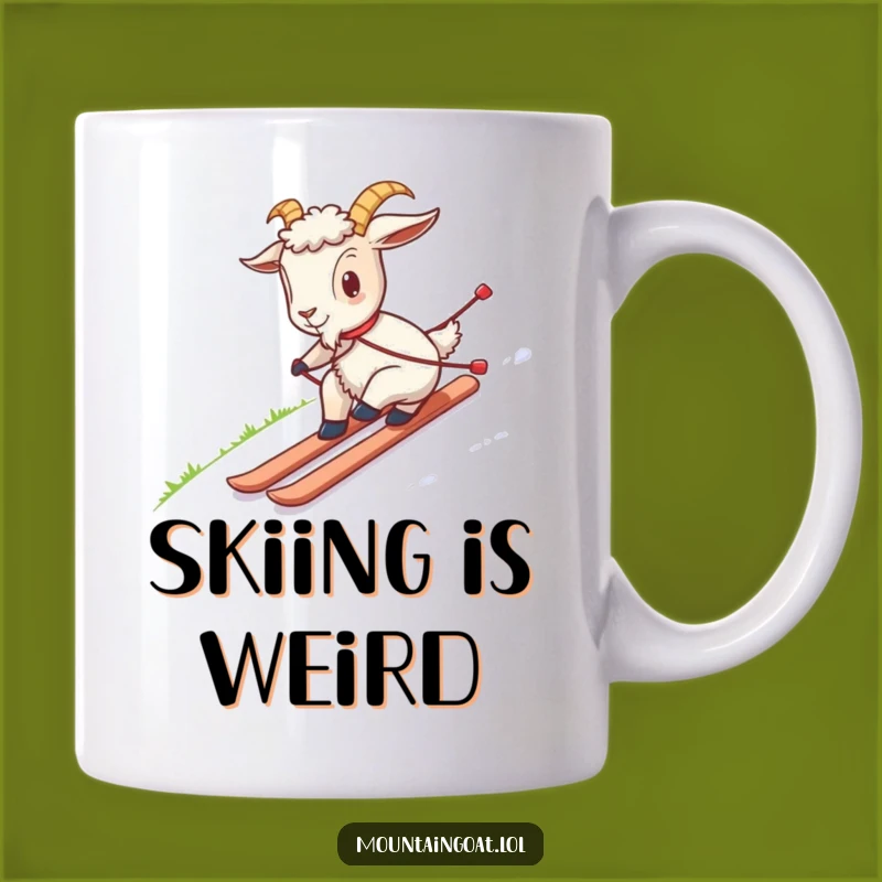 Funny Goat Skiing Grass Mug: Hilarious Gift for Outdoor Enthusiasts and Goats
