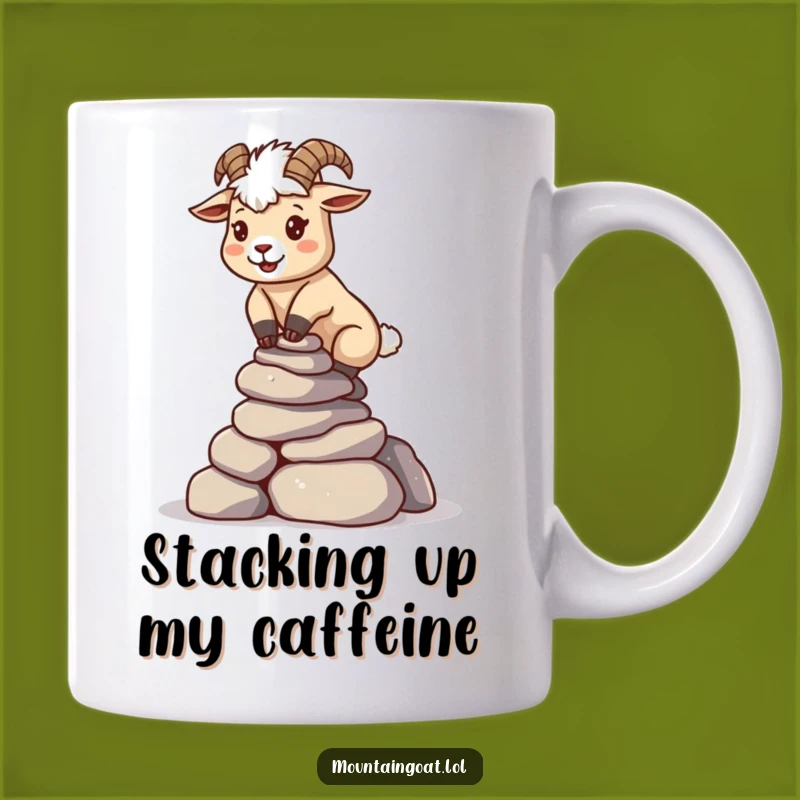 Funny Kawaii Goat Rock Balance Mug - Focused Determination Gift