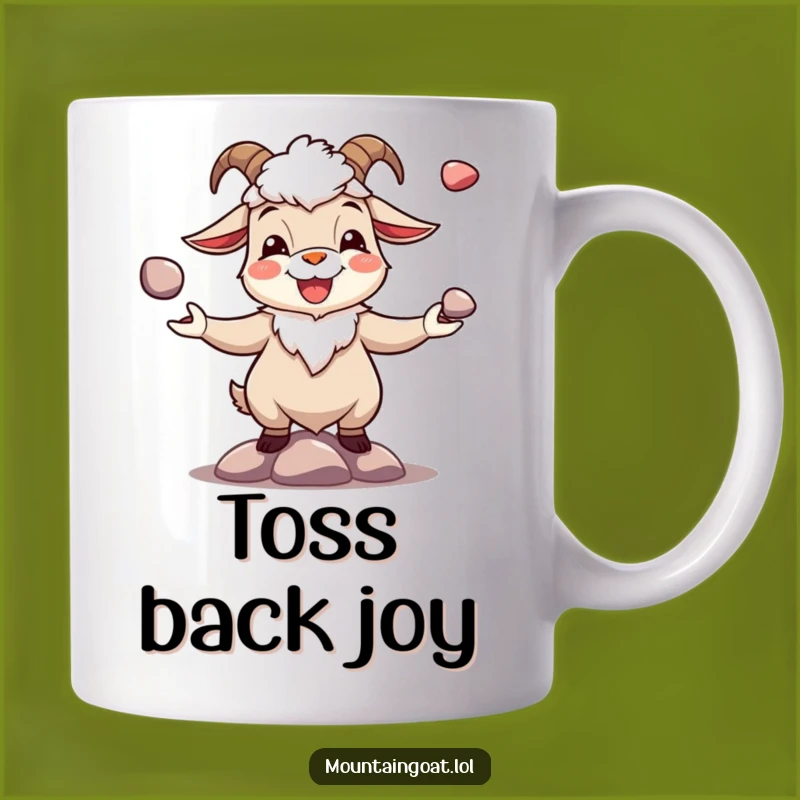 Funny Joyous Goat Pebble Juggling Mug - Unique Gift Idea