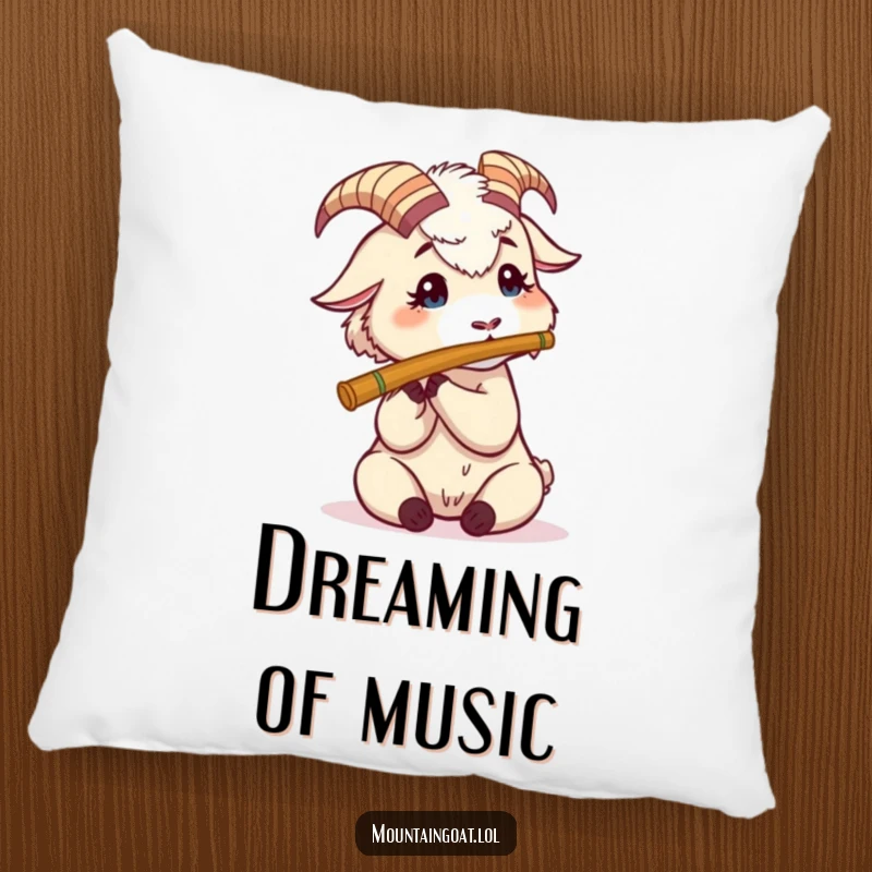 Funny Mountain Goat Flute Pillow: A smiling goat attempts to play a miniature flute, offering a soft and humorous decorative touch.