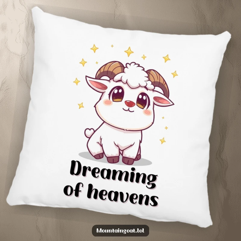 Funny Mountain Goat Star Pillow: A wide-eyed goat gazes at stars, creating a soft and wondrous accent for your room.