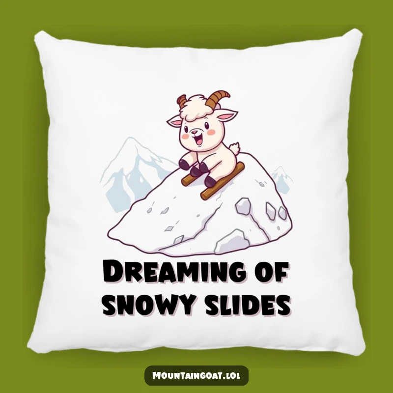 Funny Kawaii Goat Snow Slide Pillow - Cozy Winter Decor Gift