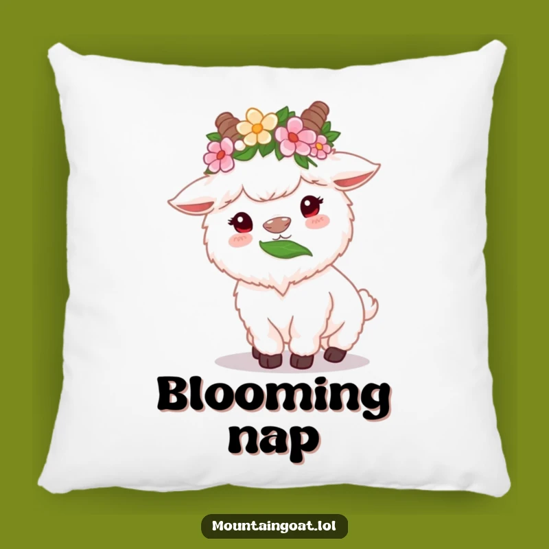 Funny Flower Crown Goat Pillow - Cute Munching Animal Cushion Gift