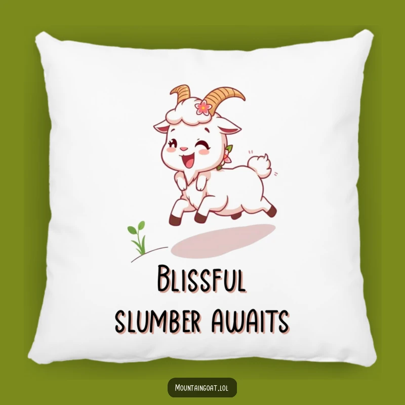 Funny Joyous Goat Flowers Pillow: Comfy Cushion with Floral Mountain Cheer