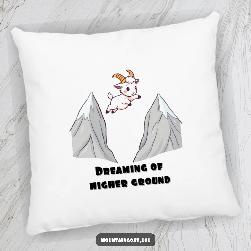 Funny Mountain Goat Pillow: A soft pillow showcasing a kawaii goat's energetic leap, adding a playful and humorous touch to decor.