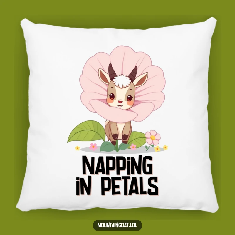 Funny Curious Mountain Goat Flower Pillow - Comfy Humorous Accent