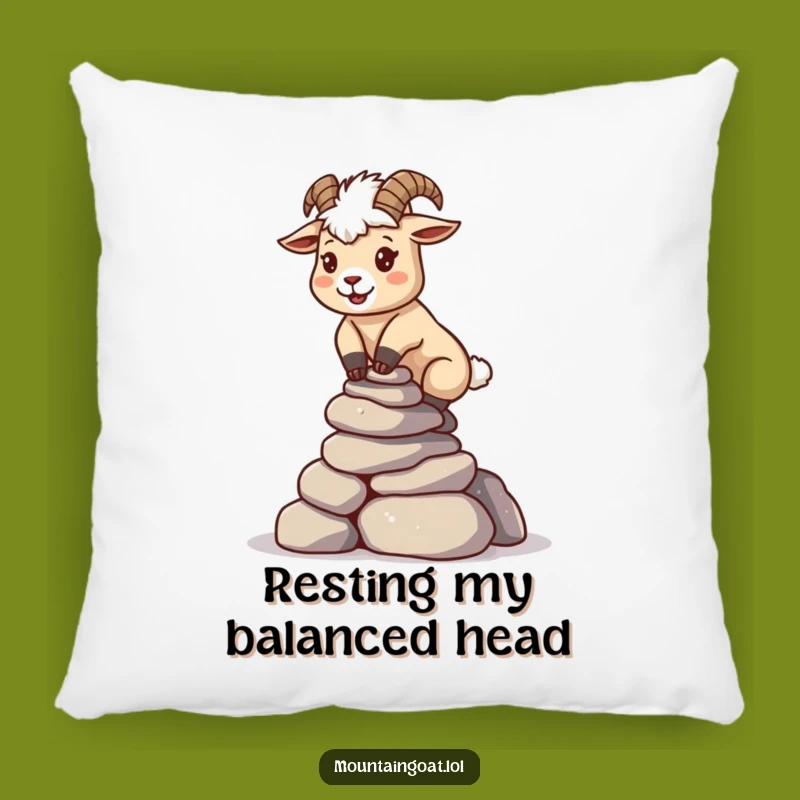 Funny Kawaii Goat Rock Balance Pillow - Cozy Motivational Decor Gift