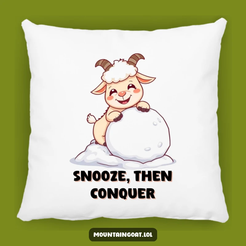 Funny Giggling Mountain Goat Pillow - Cozy Snowball Accent Cushion - Cute Gift