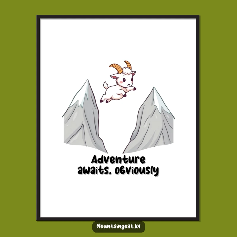 Funny Kawaii Mountain Goat Digital Art: Leaping Inspiration For Your Space Gift