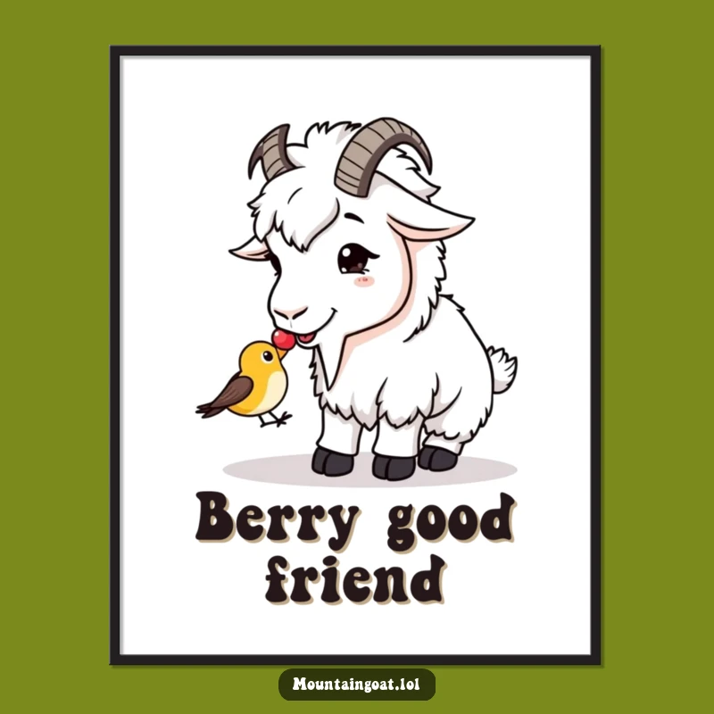 Funny Goat Berry Sharing Digital Art - Instant Kindness Decor Gift