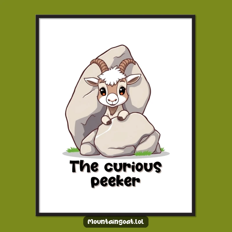 Funny Curious Goat Peeking Digital Print: Instant Intriguing Decor for Curious Spaces