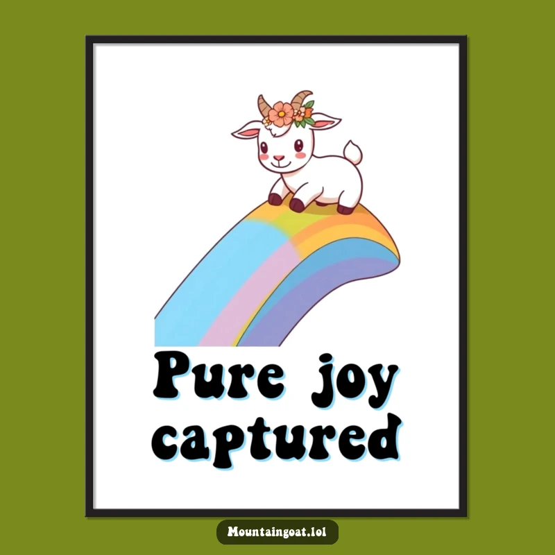 Funny Flower Crown Goat Digital Art: Hilarious Printable Joyful Decor