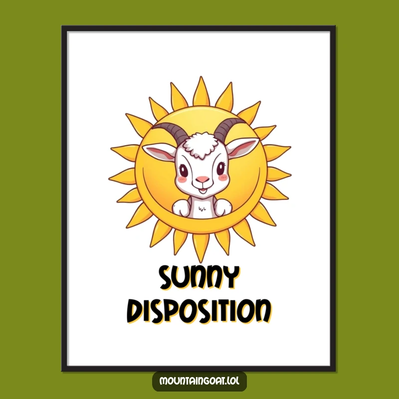 Funny Goat Peeking Sun Digital Art: Instant Cheerful Decor for Walls