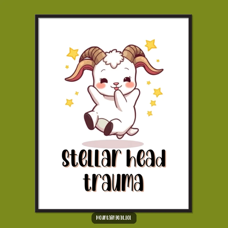 Funny Goat Tumble Star Digital Art: Instant Humorous Decor for Your Walls