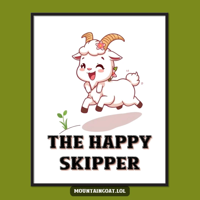 Funny Joyous Goat Flowers Digital Print: Instant Floral Decor for Cheerful Spaces