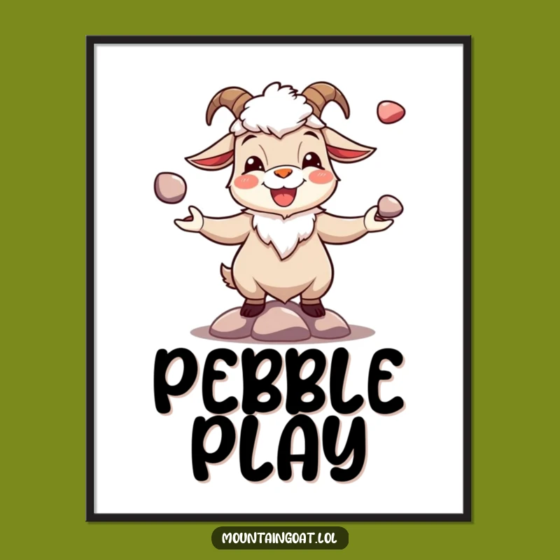 Funny Joyous Goat Pebble Juggling Digital Art - Instant Cheer