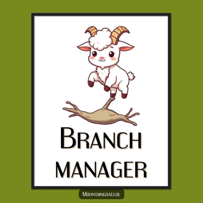 Funny Kawaii Goat Balancing Digital Art: Inspiring Wall Decor