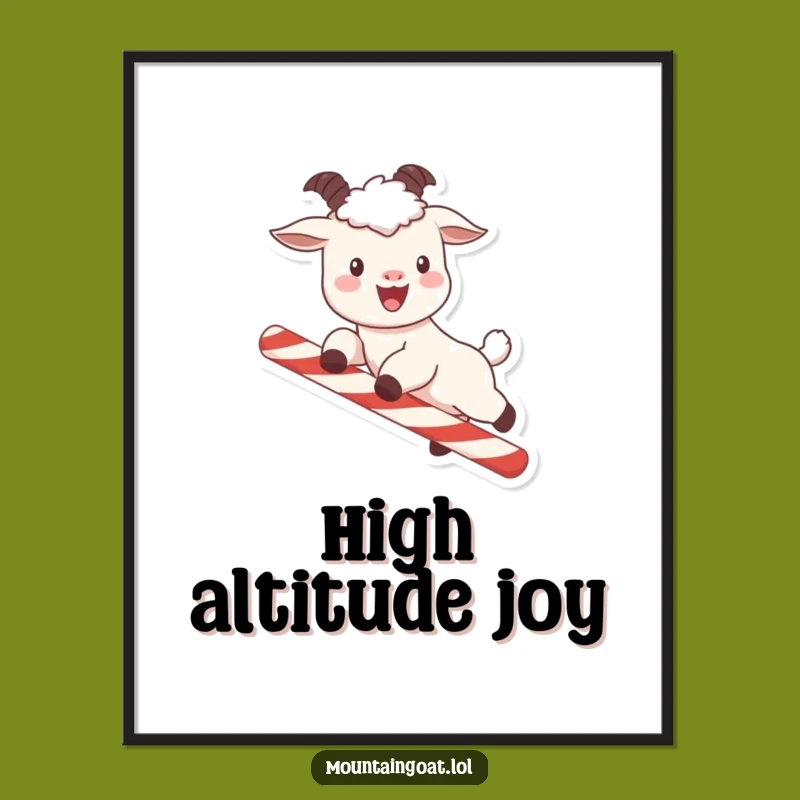 Funny Kawaii Goat Candy Cane Digital Art: Instant Hilarious & Cute Decor
