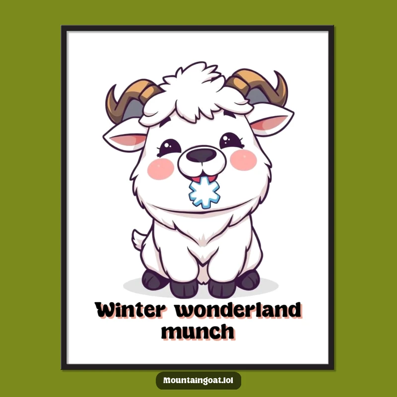 Funny Kawaii Goat Snowflake Digital Print: Instant Joyful Winter Decor