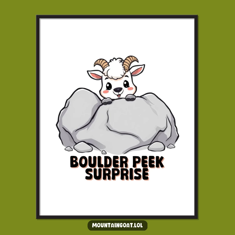 Funny Kawaii Mountain Goat Art: Mischievous Peek Digital Download, Instant Funny Gift