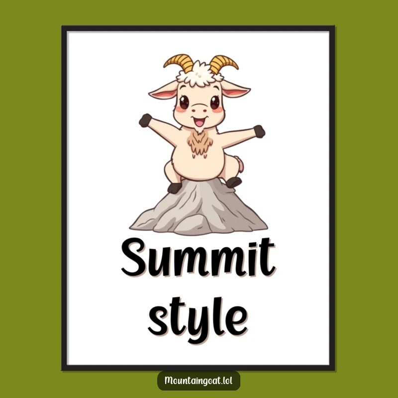 Funny Mountain Goat Digital Art: Instant Download of Serene Whimsy and Joy