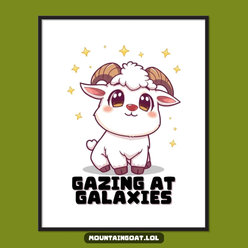 Funny Mountain Goat Star Digital Art: Instant Wonder for Your Walls!