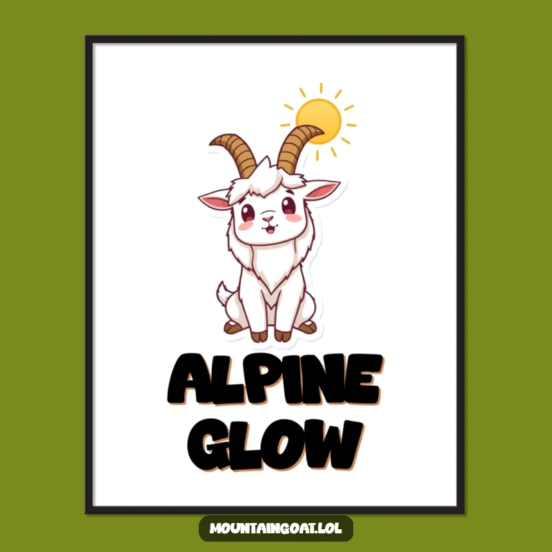 Funny Mountain Goat Sunrise Digital Art - Instant Joyful & Humorous Decor