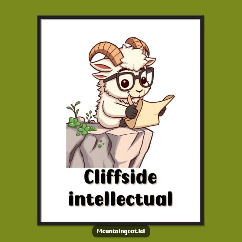 Funny Scholar Goat Digital Art - Instant Intellectual Downloadable Wall Decor