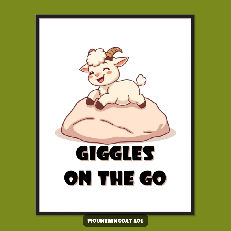 Funny Kawaii Goat Art: Rolling Joy Digital Download, Instant Funny Gift Decor